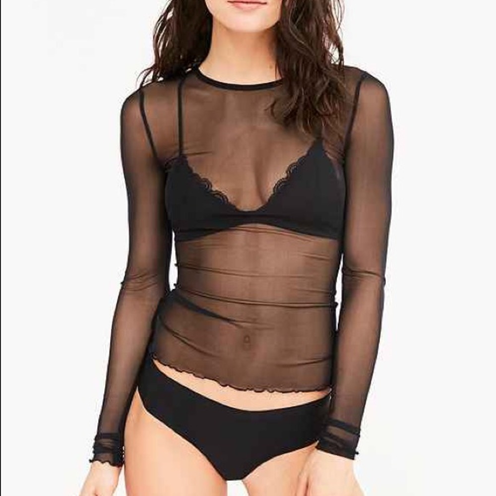 Out from under mesh long sleeve top